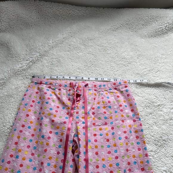 VTG Y2K MUDD Pajama Pants Pink‎ Polka A Dots Sz S Drawstring Lounge Low Raise - Picture 7 of 8